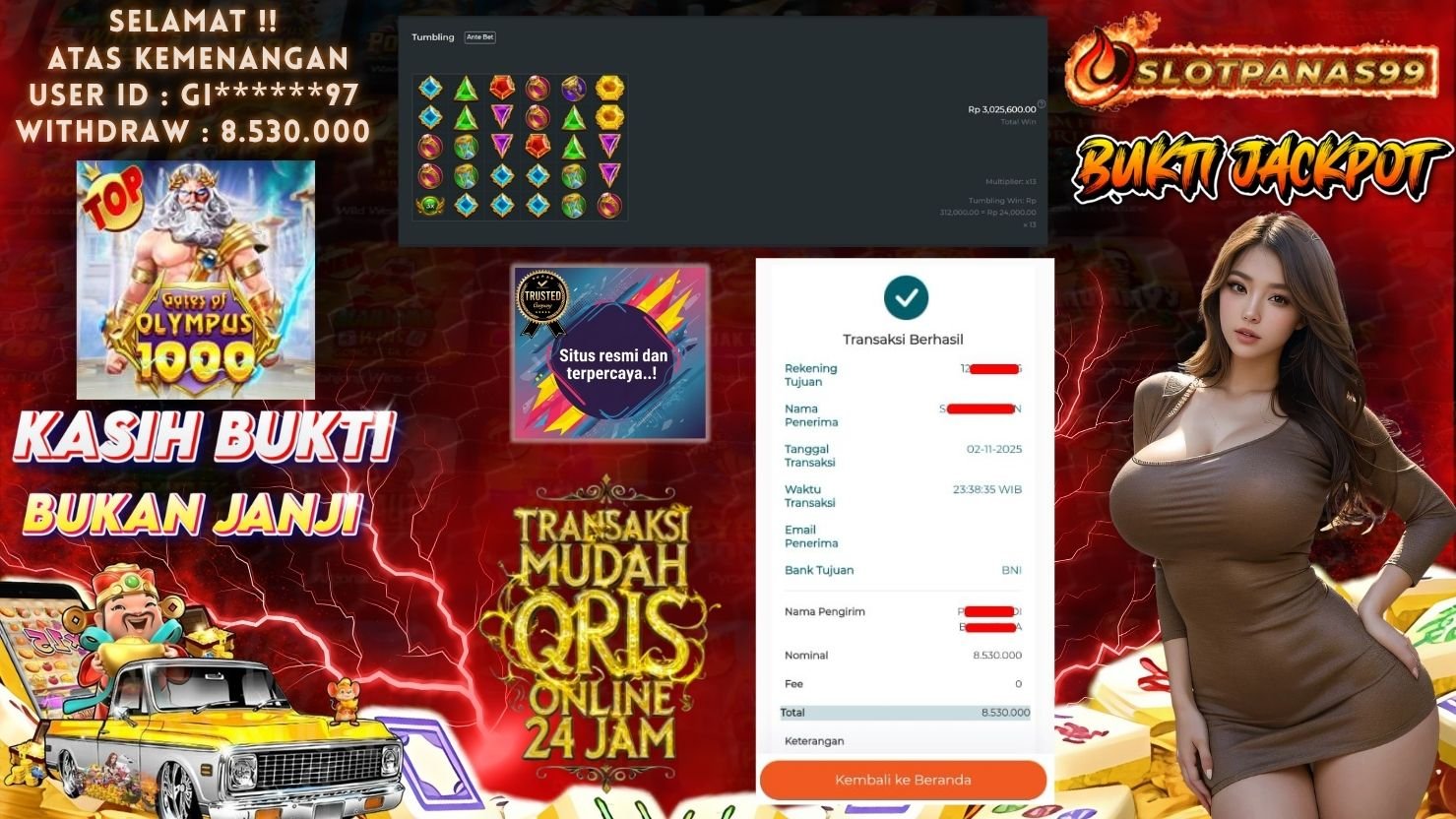 SLOTPANAS99 JACKPOT SLOT GATES OF OLYMPUS 1000